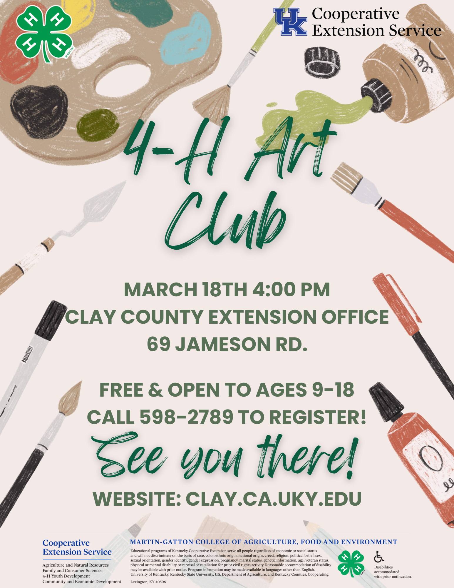 4-H Art Club flyer