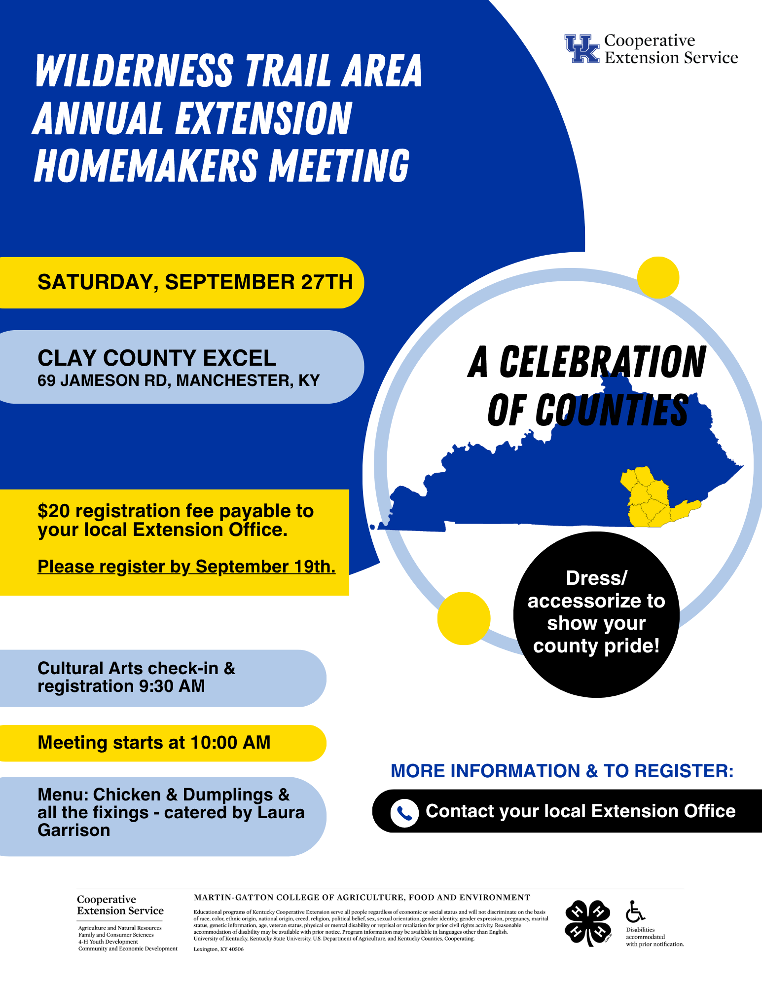 WTA Extension Homemakers Meeting flyer
