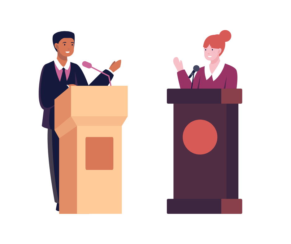 Two people giving a speech