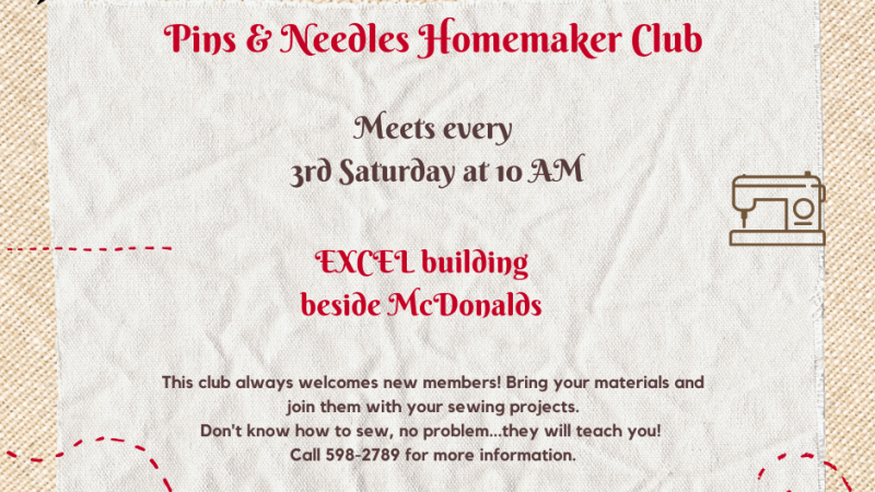 Pins & Needles Homemaker Club flyer