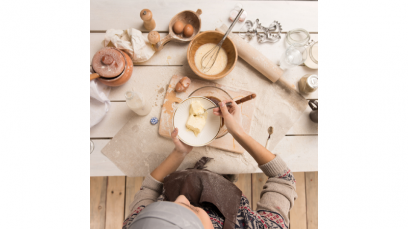 mixing ingredients for baking